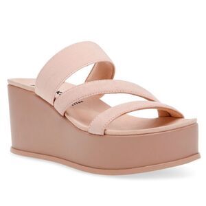 Anne Klein Via Wedge Sandal Strappy Slip on Pink Size 8.5 NIB